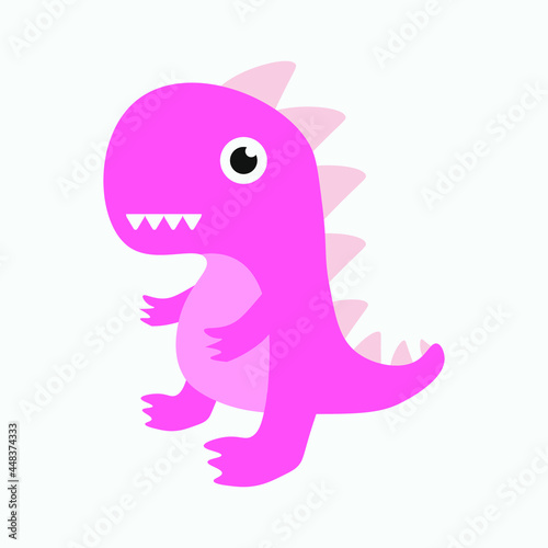little cute pink dino. Vector illustration. print design with cute dinosaur drawn as vector