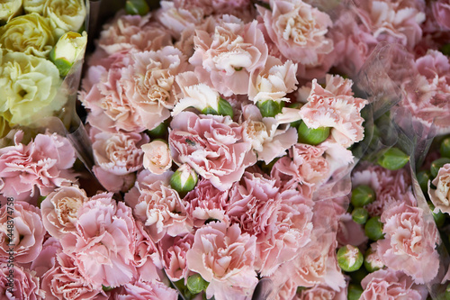 Various flowers packed in a traditional market