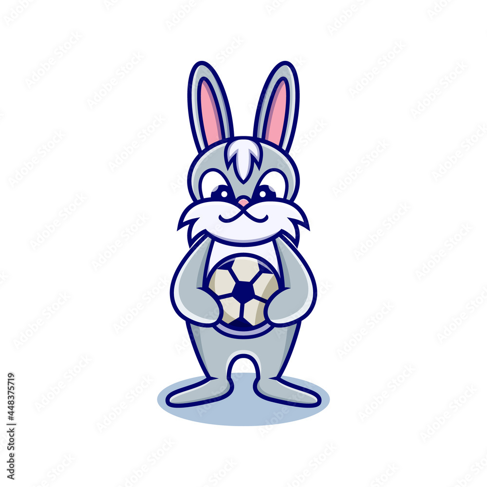 Obraz premium cute rabbit cartoon animal holding ball