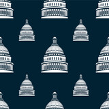 Capitoli. Government building USA architecture. Logo vector image. Seamless pattern 