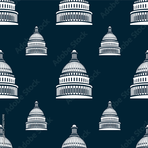 Capitoli. Government building USA architecture. Logo vector image. Seamless pattern  photo