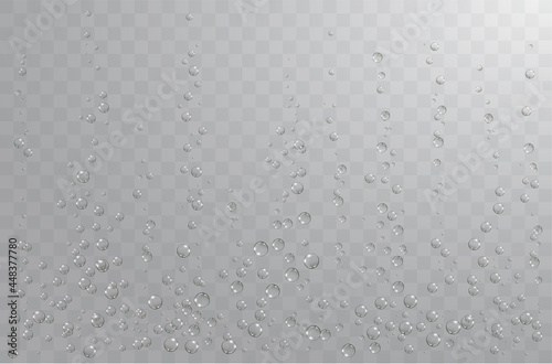 Underwater background with fizzing air bubbles. Fizzy sparkles in water, sea, aquarium, ocean.