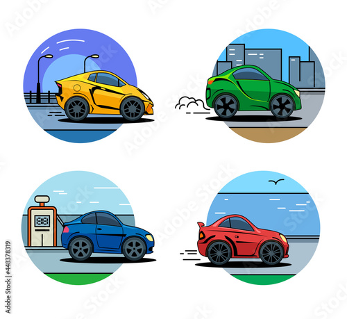 Fototapeta Naklejka Na Ścianę i Meble -  Vector Car icons. Flat style car icon, badges, logo