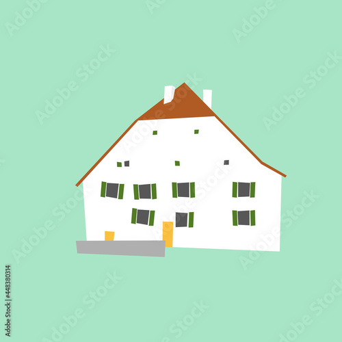 Illustration d'une ferme des Franches-Montagnes, Jura, Suisse