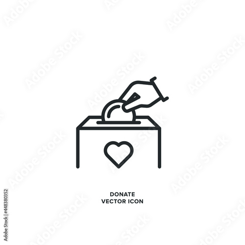 Donate Vector Icon. Contribute, Give, Gift, Present, Bestow, Grant, Hand over, Provide, Offer, Bequeath.