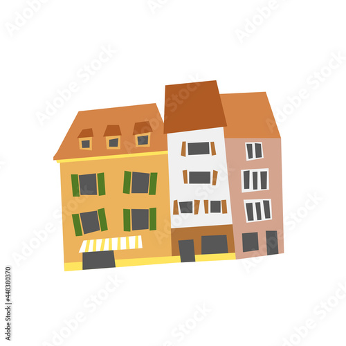 Illustration de vieille ville, maisons alignées