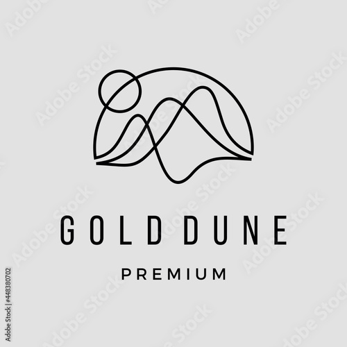 Abstract Sahara Golden moon Dune abstract wave logo inspiration vector icon illustration custom logo design 