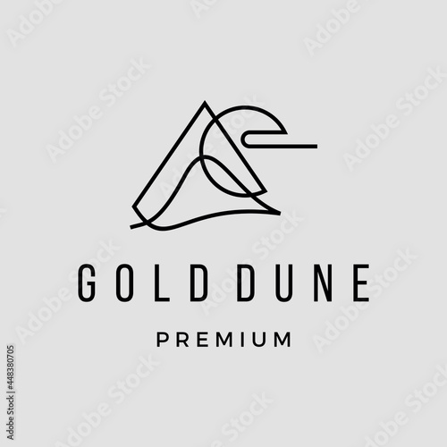 Abstract Sahara Golden moon Dune abstract wave logo inspiration vector icon illustration custom logo design