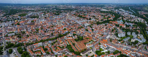 Aerial view of the old town of the city Augsburg in Germany, Bavaria on a sunny spring day.