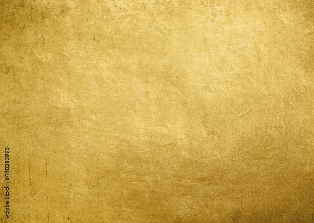 Obraz premium Gold metal old background or texture. Yellow steel plate.