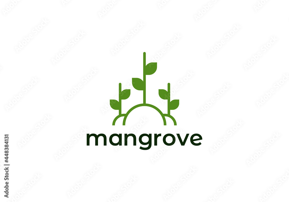 Mangroves tree logo, vector isolated on white.
Mangroves tree logo, vector isolated on white.