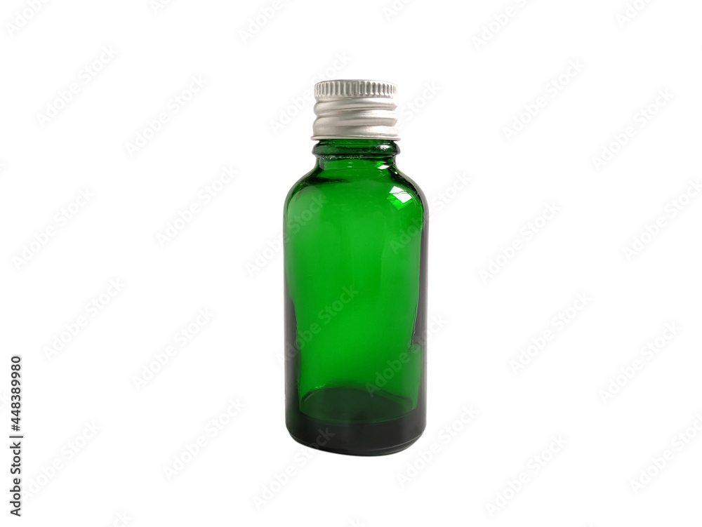 green glass bottle on a white background and clipping path green glass bottle on a white background and clipping path