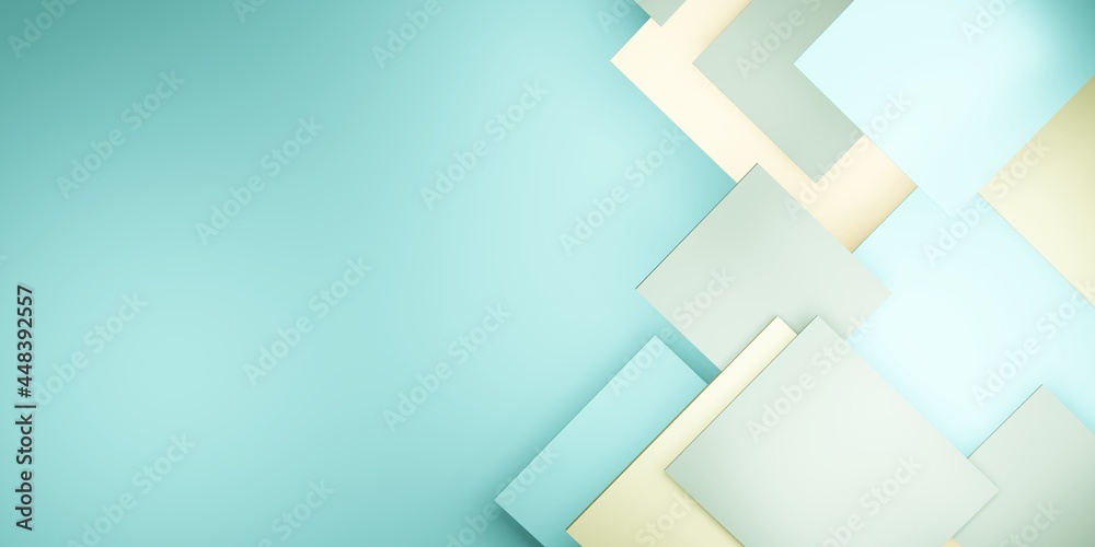 tile background Pastel green geometric hierarchy Abstract square 3D illustration