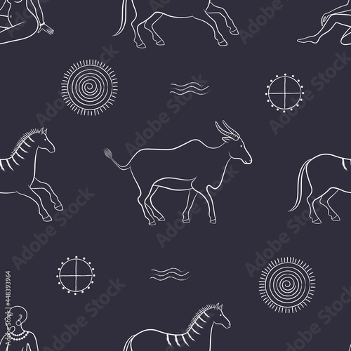 vector graphic seamless pattern with bulls and horses-03