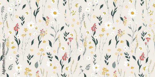 wildflowers pattern on pastel background