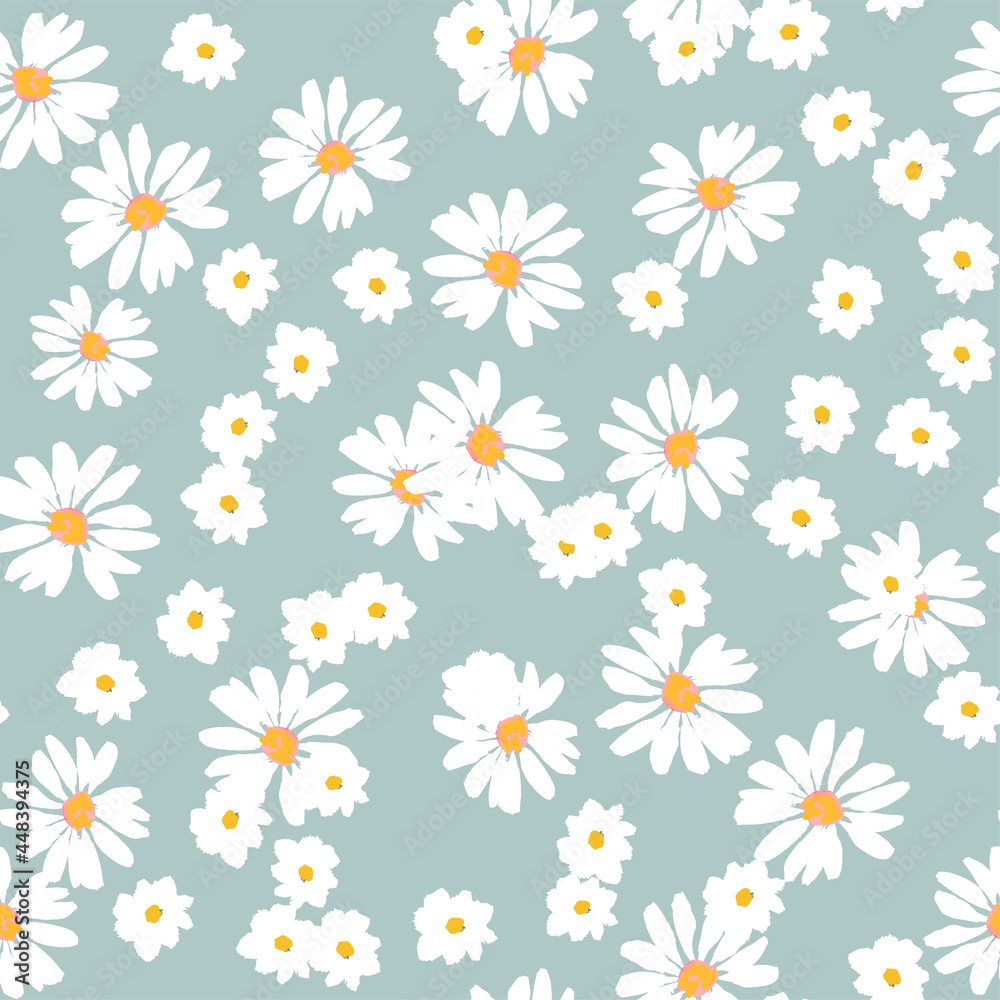 Simple seamless pattern with daisies