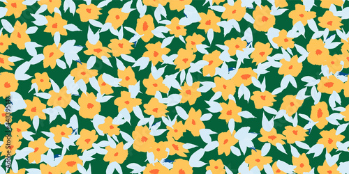 Vector floral pattern in painting style. Seamless pattern for fabric  chintz  design.