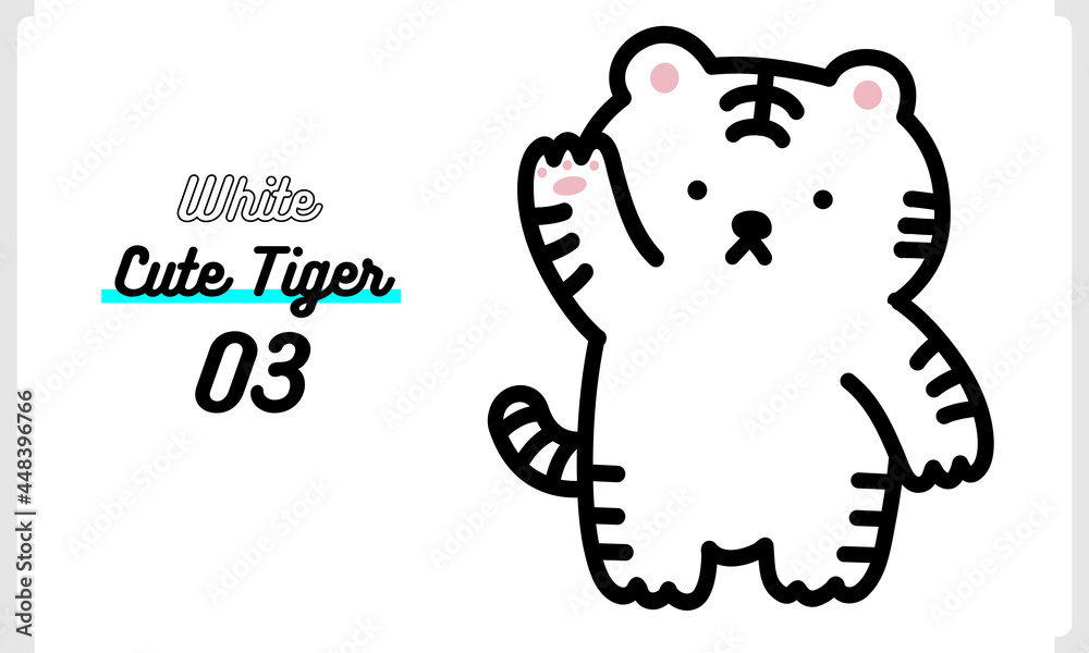 Obraz premium かわいいホワイトタイガーのキャラクターのベクターイラスト その3