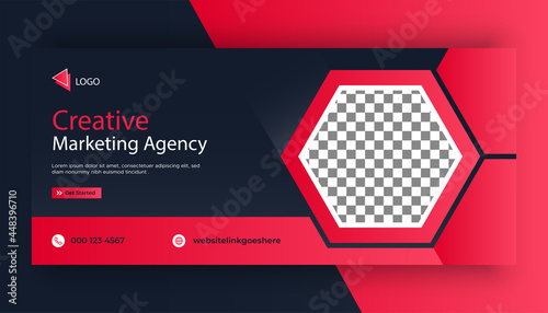 Corporate abstract social media cover banner promotion template, Horizontal header web banner.  