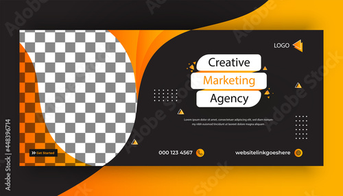 Corporate abstract social media cover banner promotion template, Horizontal header web banner.  