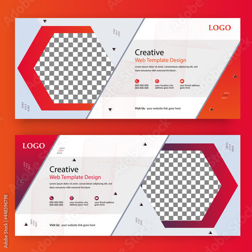 Corporate abstract social media cover banner promotion template, Horizontal header web banner.  