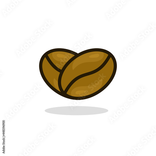 Vector icon of two brown coffee beans