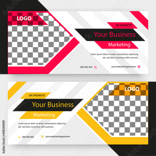 Corporate abstract social media cover banner promotion template, Horizontal header web banner.  