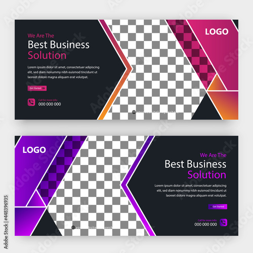 Corporate abstract social media cover banner promotion template, Horizontal header web banner.  