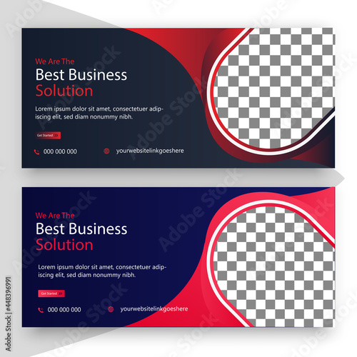 Corporate abstract social media cover banner promotion template, Horizontal header web banner.  