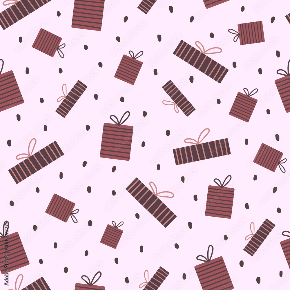 Vector seamless pattern with gift boxes in cartoon style. Vector illustration Vector seamless pattern with gift boxes in cartoon style. Vector illustration