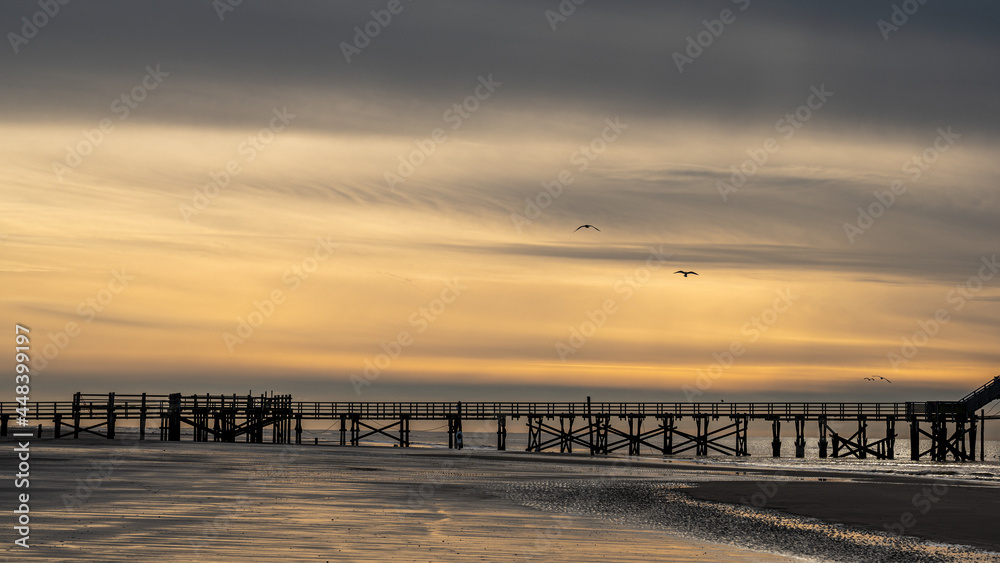 Sankt Peter Ording Strand Sonnenuntergang