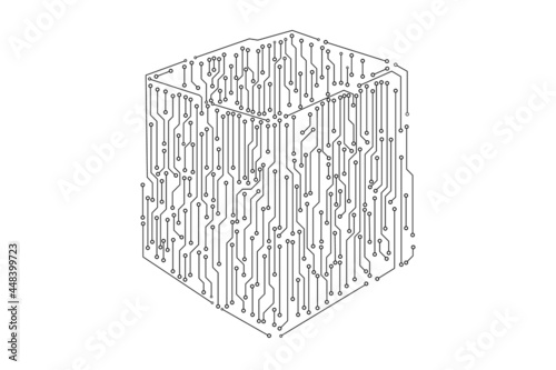 Abstract Circuit Board Cubic Structure Shape For Infographic, Logo, Brand, Sign Vector