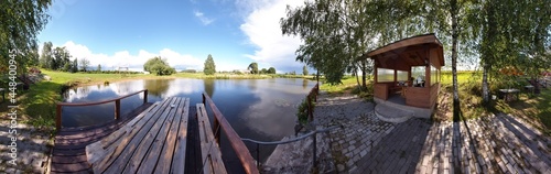 wooden bridge over the lake