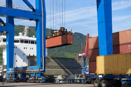 Loading containers in the Port of Bilbao photo