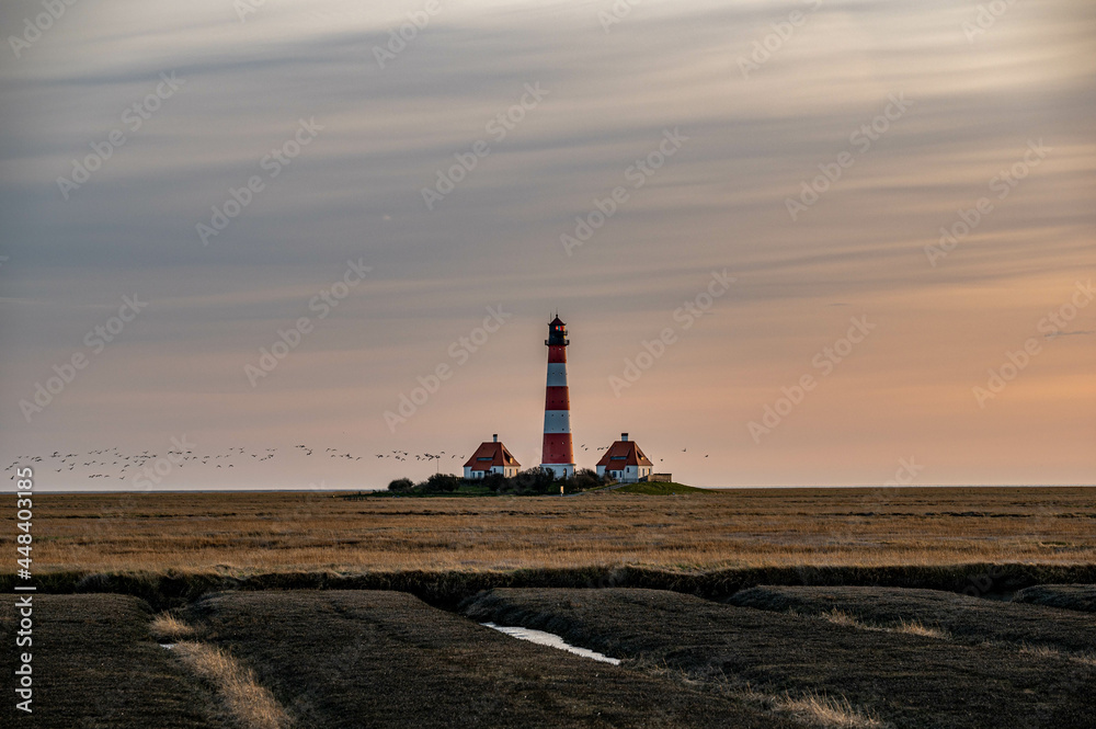 Fototapeta premium Westerhever in Nordfriesland in the German state of Schleswig-Holstein
