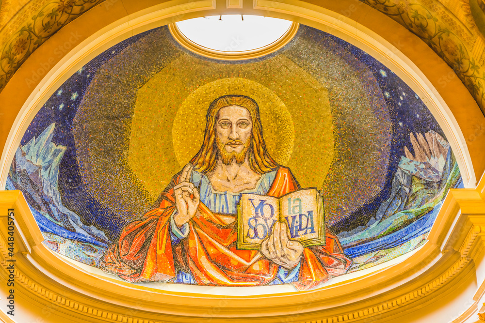 Naklejka premium Basilica Jesus Mosaic Sacred Heart Cathedral Punta Arenas Chile