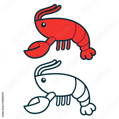 Cartoon lobster or crawfish drawing