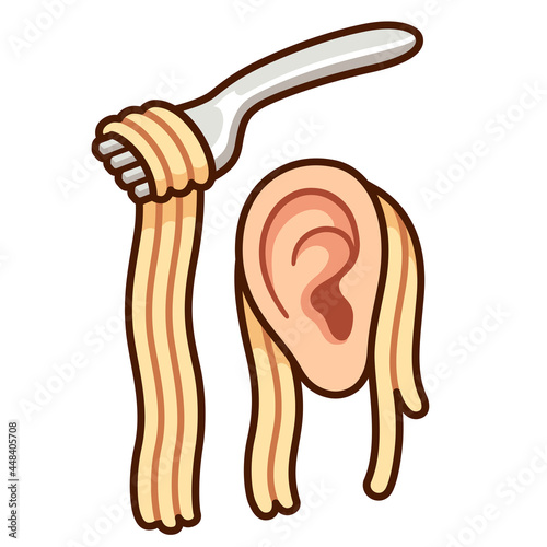 Hanging noodles on ear drawing