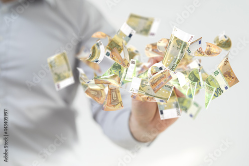 euro bills flying around  i...