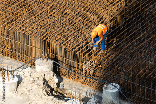 construction site, concrete pouring, piles photo