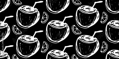 coconut cocktail lime seamless pattern pina colada