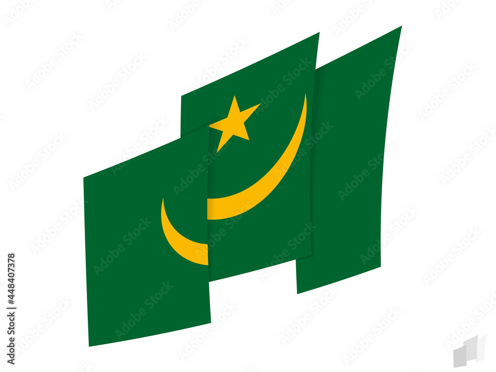 Mauritania flag in an abstract ripped design. Modern design of the Mauritania flag. Mauritania flag in an abstract ripped design. Modern design of the Mauritania flag.
