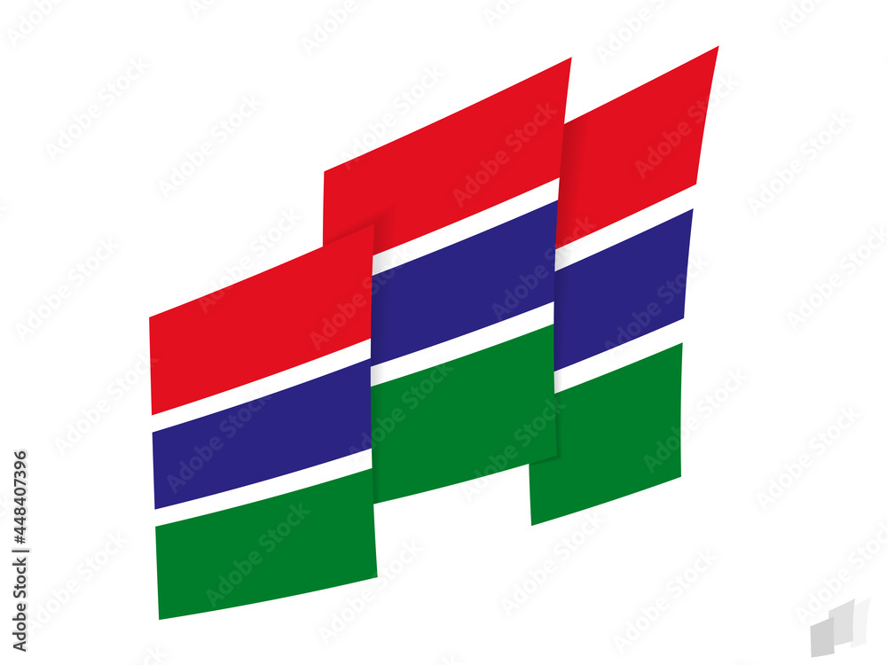 Gambia flag in an abstract ripped design. Modern design of the Gambia flag. Gambia flag in an abstract ripped design. Modern design of the Gambia flag.