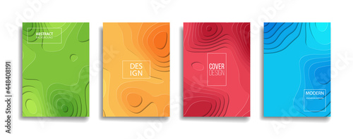 bright gradient color abstract line pattern background cover design. modern background design with trendy and vivid vibrant color. blue violet red orange green placard poster vector cover template.