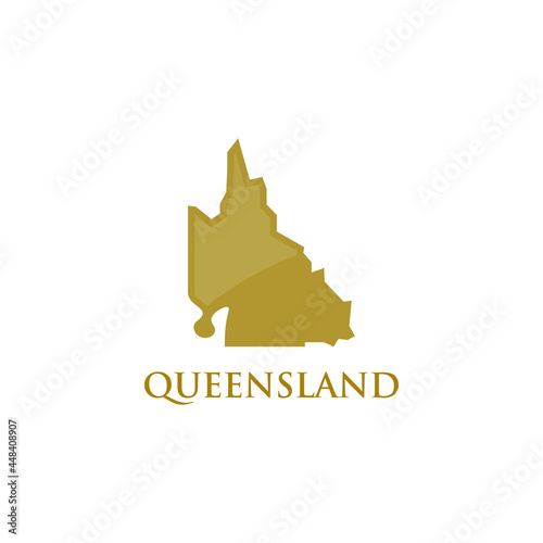 Queensland Map and Crown Symbol. Australia Territory and Queen Icon. vector logo illustration. photo