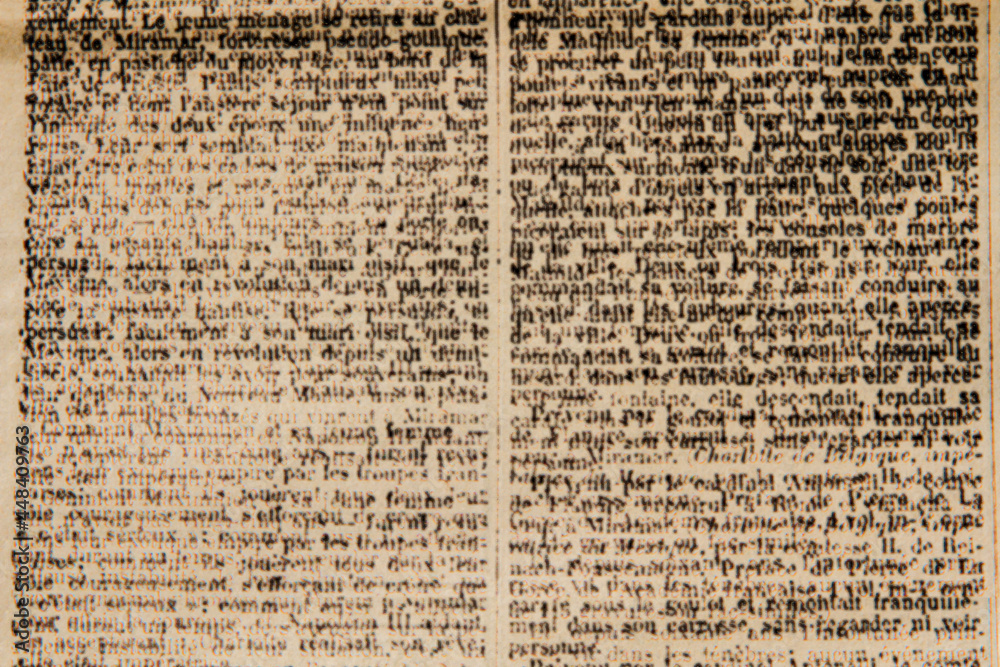 Obraz premium Layered Illustration of Printed Newspaper Text, Defocused and Faded 