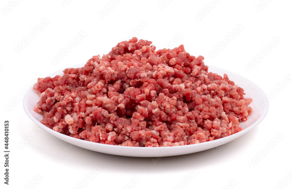 raw minced meat beef isolated on white background close up raw minced meat beef isolated on white background close up