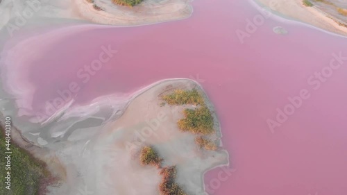 Aerial view of Pink lake's islands (Syvash), Ukraine