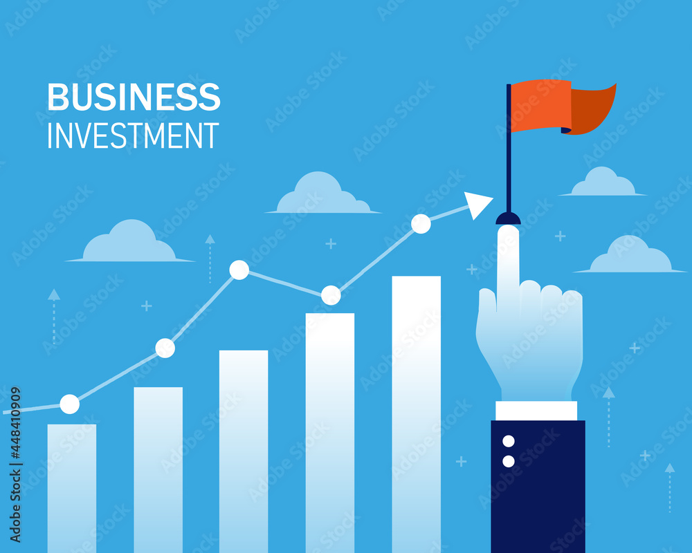 Businessman hand pointing growth graph increase. business growing ...