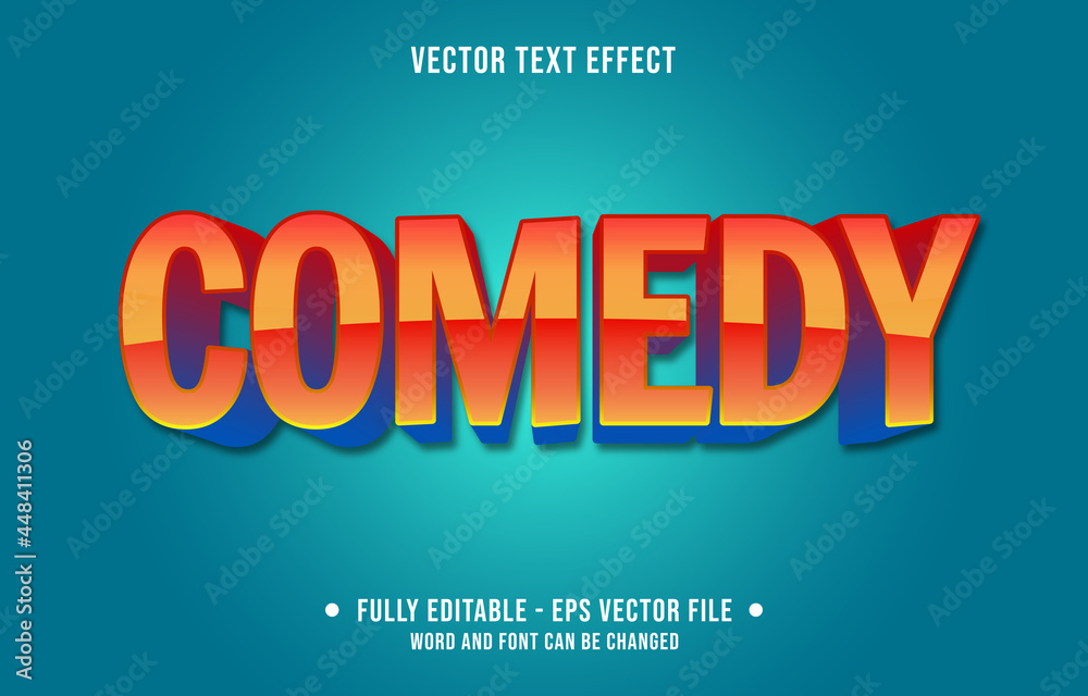 editable text effect gradient color style comedy